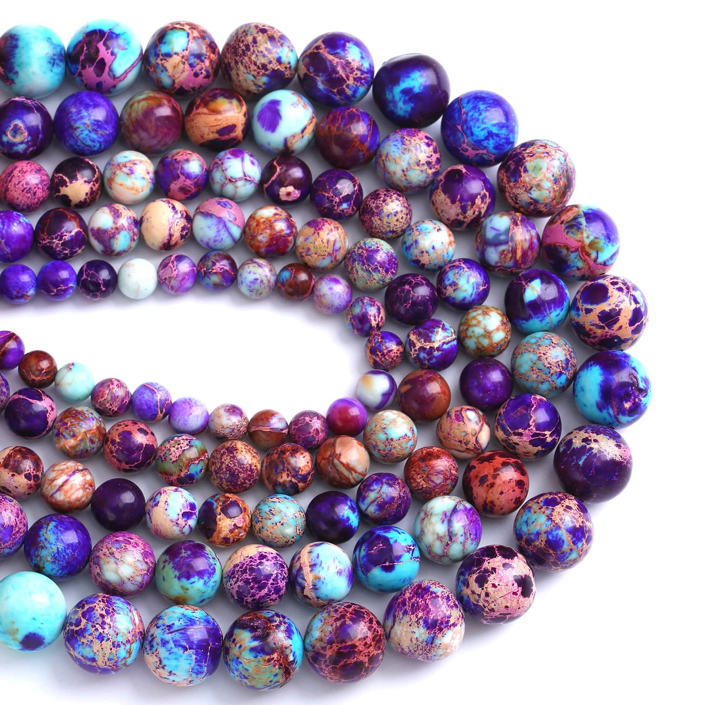 4MM 88PCS Natural Stone Galaxy Purple Sea Sediment Imperial Jasper Loose Beads for Jewelry Making DIY Bracelet Necklace