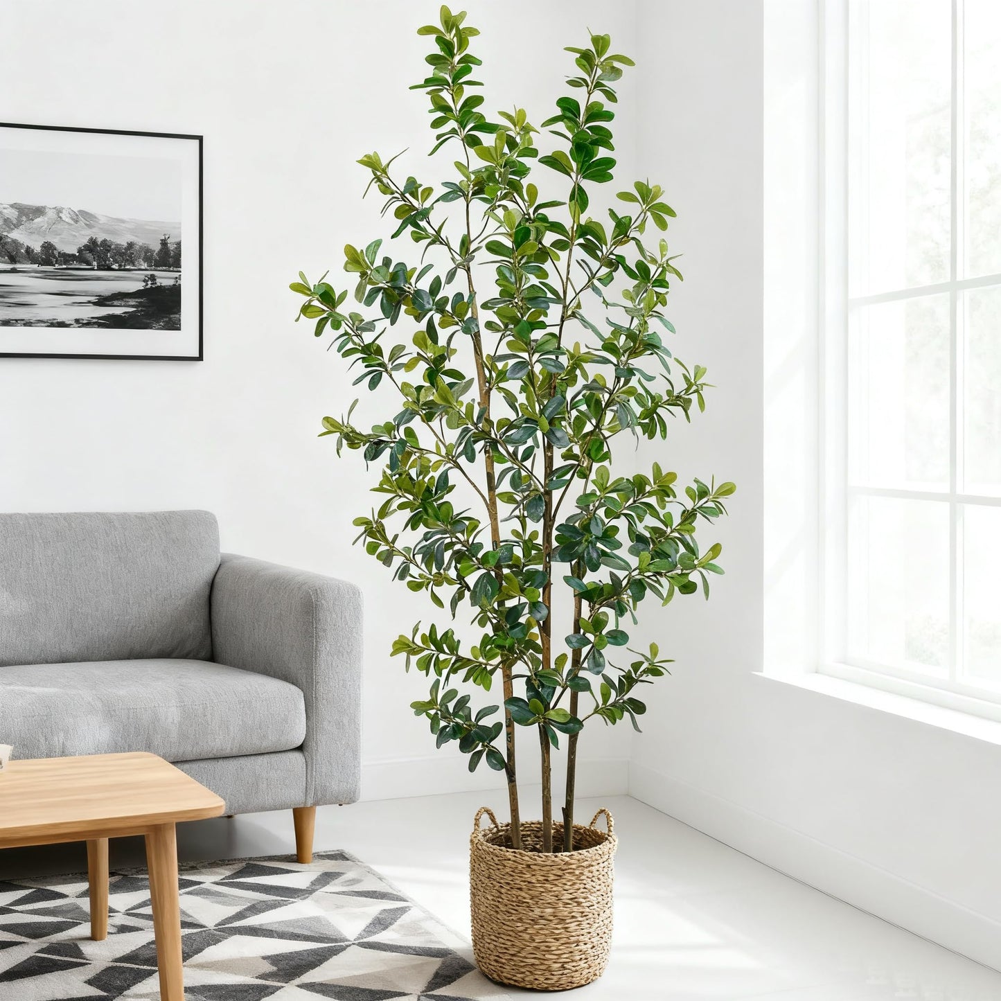 ZSENENT Fake Trees Premium 3 Main Trunks 6 ft Faux Black Olive Tree, Realistic Olive Trees Artificial Indoor, Low-Maintenance, Ideal Artificial Tree for Home Office Décor (Reds, 6 FT)