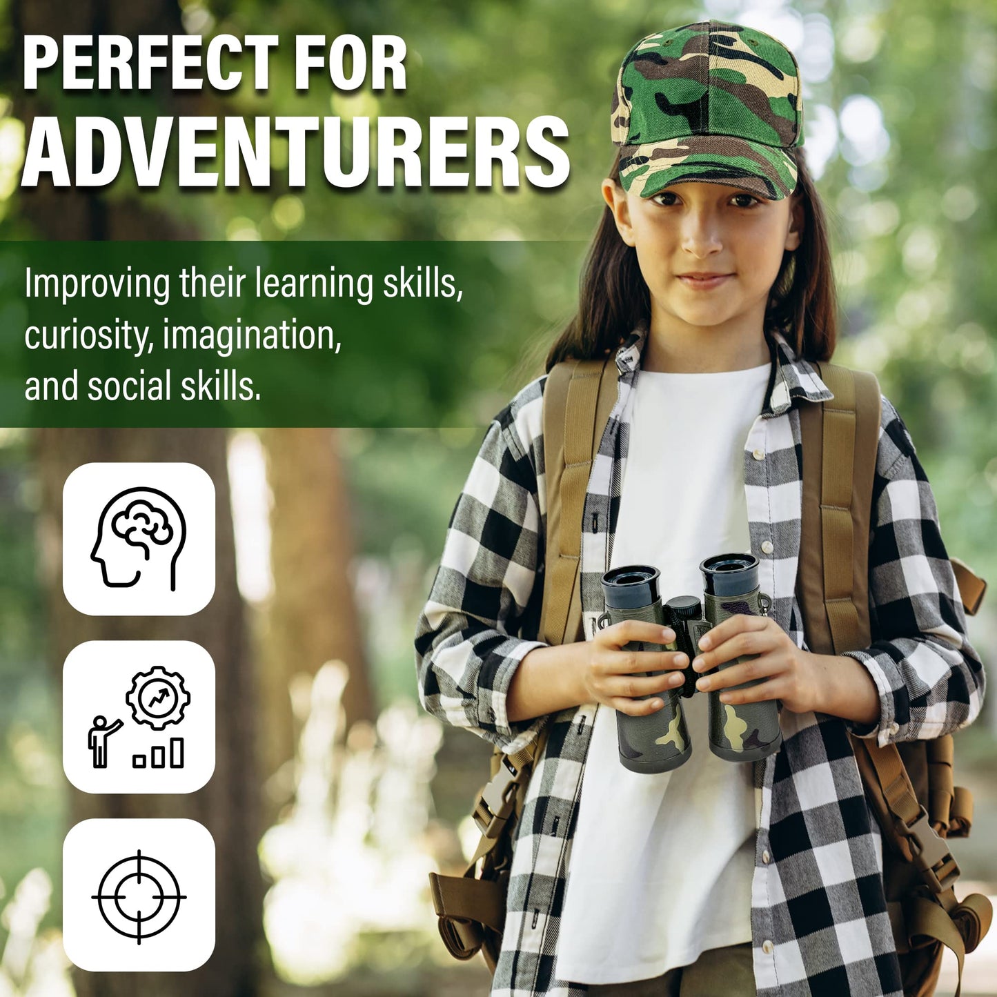 CEREM Kids Explorer Kit - 10-in-1 Nature Explore Set with Walkie Talkies, Binoculars, Compass, LED Flashlight - Outdoor Adventure Kit for Boys and Girls - Complete Camping Gear Bundle