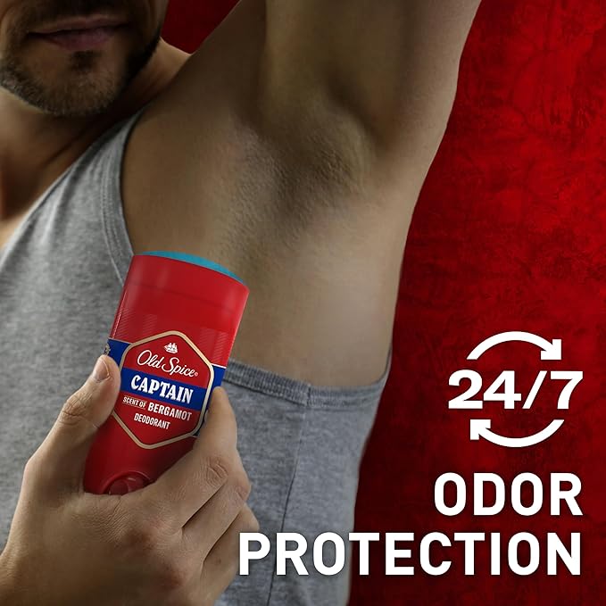 Old Spice Aluminum Free Deodorant for Men, 24/7 Odor Protection, 24/7 Freshness & Lasting Scent, Captain with Bergamot Scent, 3.0 oz (Pack of 3)