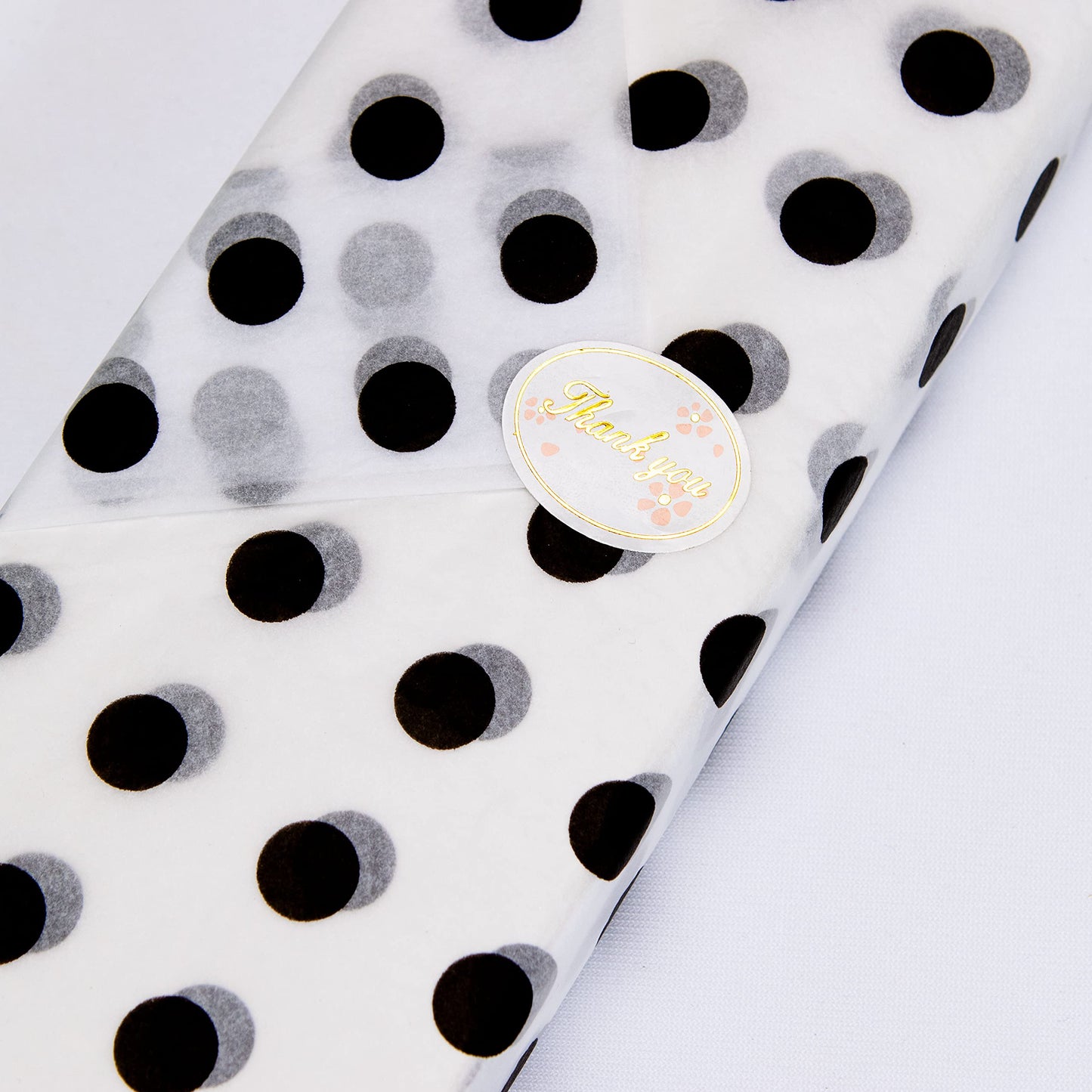 MR FIVE 60 Sheets 20" X 28" White and Black Tissue Paper Bulk,4 Styles Black Tissues Paper for Gift Wrapping,Gift Bags,Birthday,Star Stripes Polka Dots Pattern