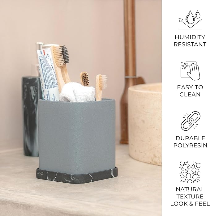 ZCCZ Toothbrush Holder, Durable Countertop Resin Electric Toothbrush Toothpaste Makeup Brush Razor Holder Stand Bathroom Organizer with Detachable Tray