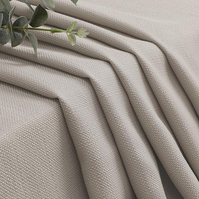 Chyhomenyc Curtains 72 Inch Length 2 Panels, Faux Linen Textured Light Filtering Soft Airy Privacy Farmhouse Curtain Drapes for Living Room Bedroom, 40 Wx72 L Inches, Moon Beige