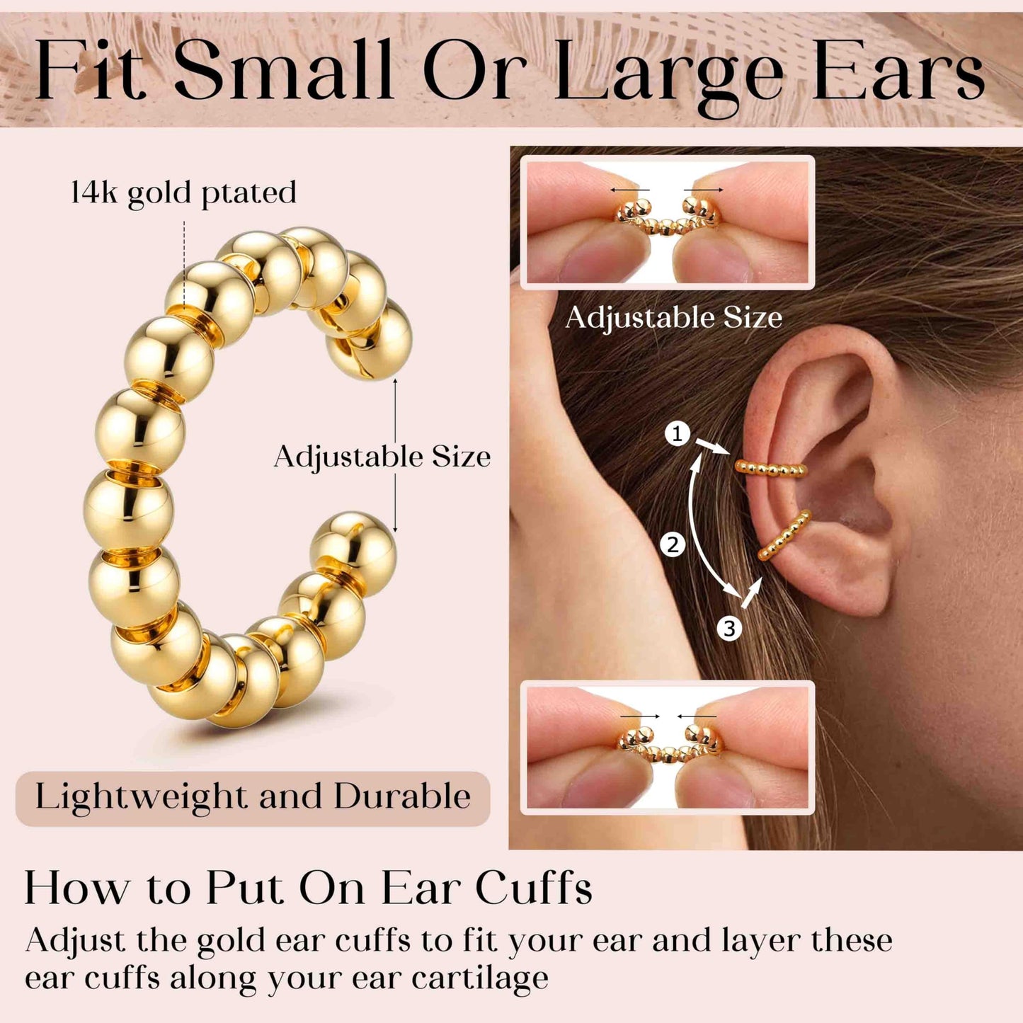 Dochais Ear Cuff Earrings for Women Non Piercing 14K Gold Plated Ear Cuff for Non Pierced Ears Clip on Cartilage Earring Dainty Fake Earrings G2