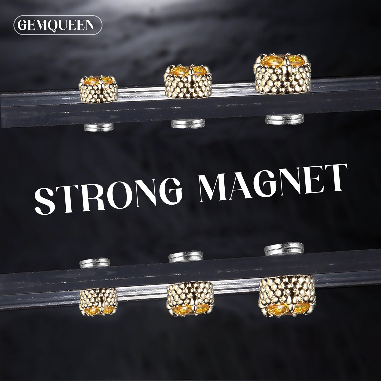 GEMQUEEN Magnetic Earrings for Men Women - 5A Shiny CZ Dragon Claw Punk Hypoallergenic Stainless Steel Non Piercing Clip on Fake Earrings Studs 6.5MM Not Easy to Fall