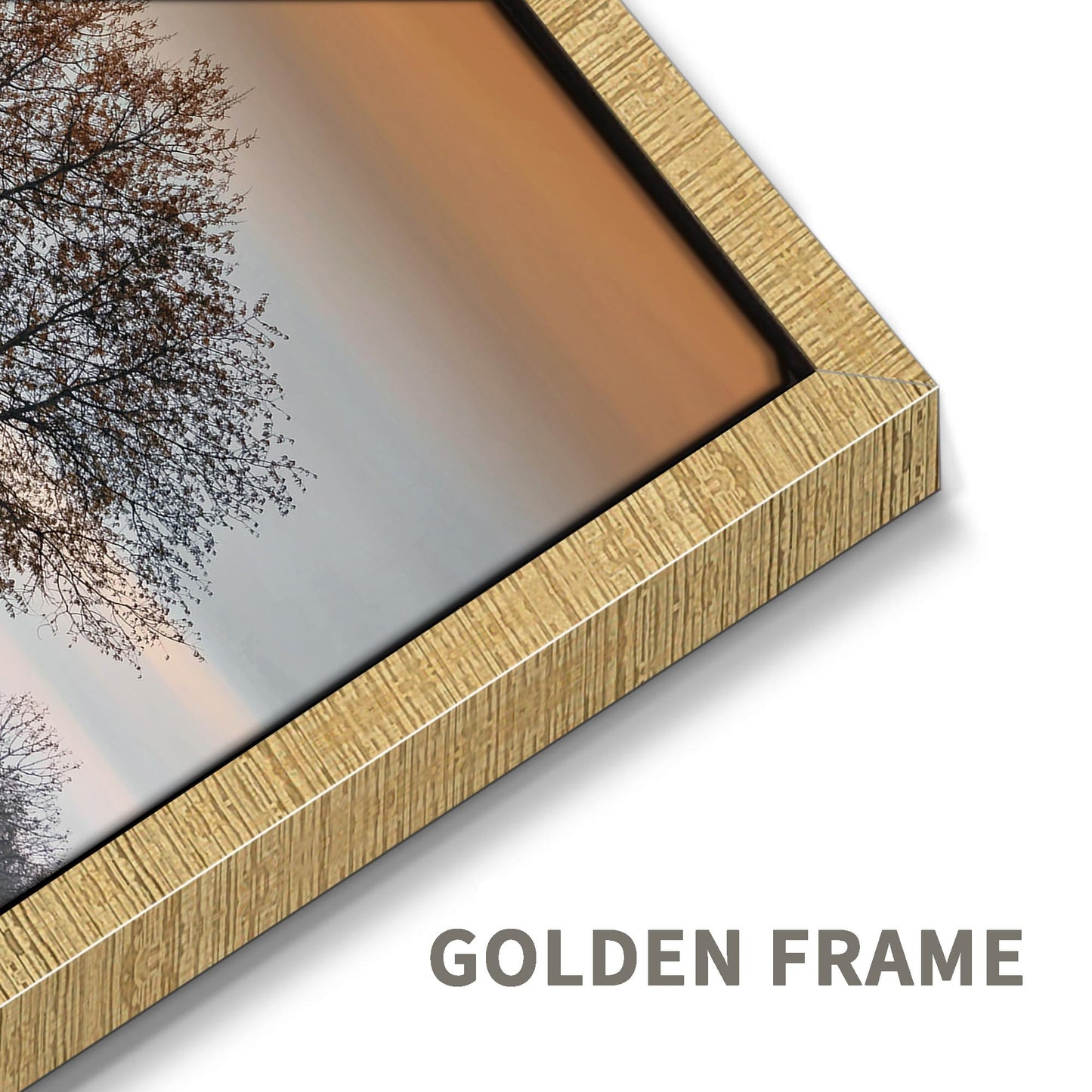 Misty Forest Framed Wall Art: Sunset Landscape Canvas Picture Rustic Woodland Scenery Painting Wilderness Artwork Prints for Living Room