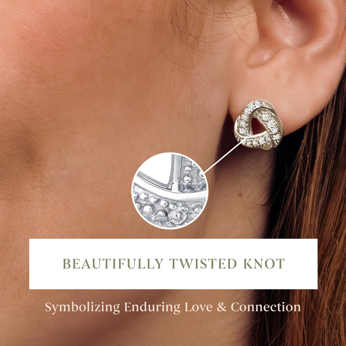 Gilded Sterling Silver 1/10 cttw Diamond Knot Post Earring
