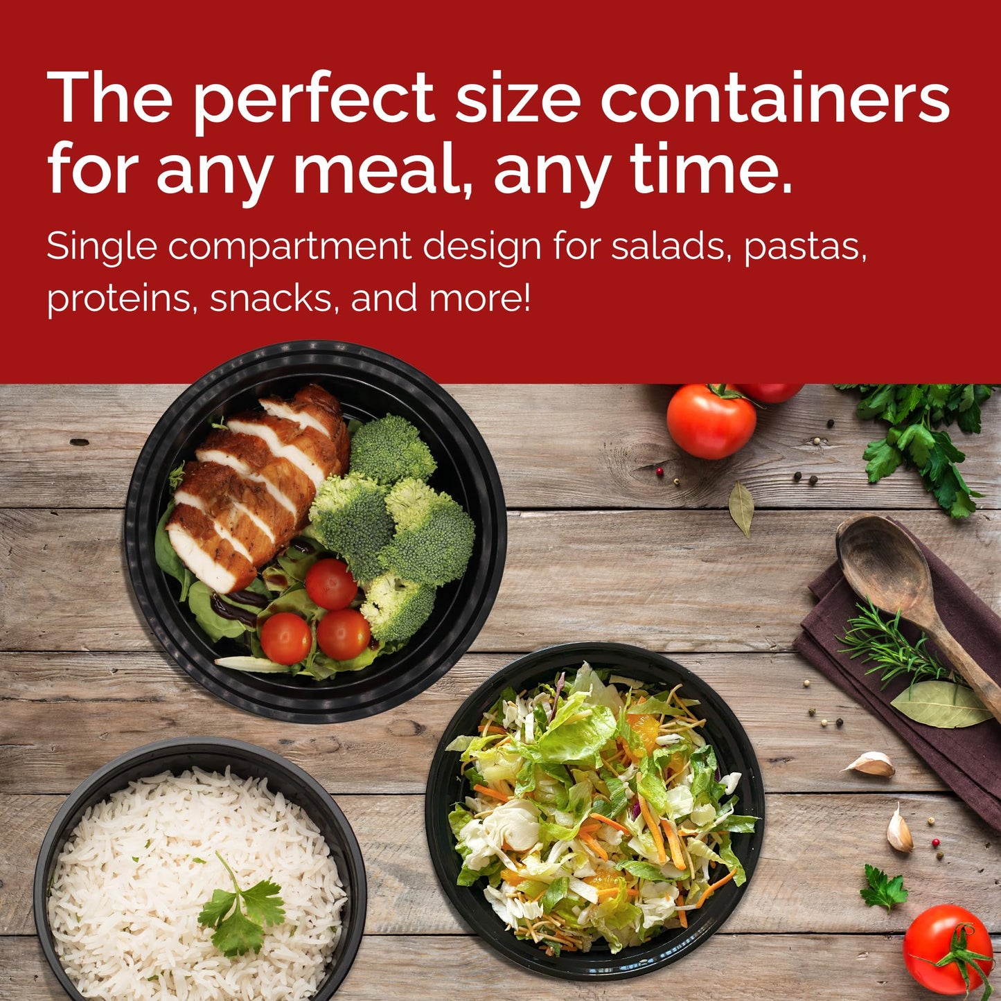Reli. Meal Prep Container Bowls, 16 oz (25 Pack) Meal Prep Containers Reusable | Plastic Take Out Food Boxes, Microwavable Bowls with Lids | Disposable for Takeout, To Go, Leftover
