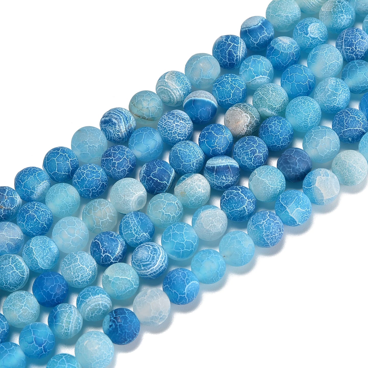 jodaying 10mm Froasted Blue Agate Round Natural Gematone Loose Beads for Jewelry Making DIY 1 Strand 15"