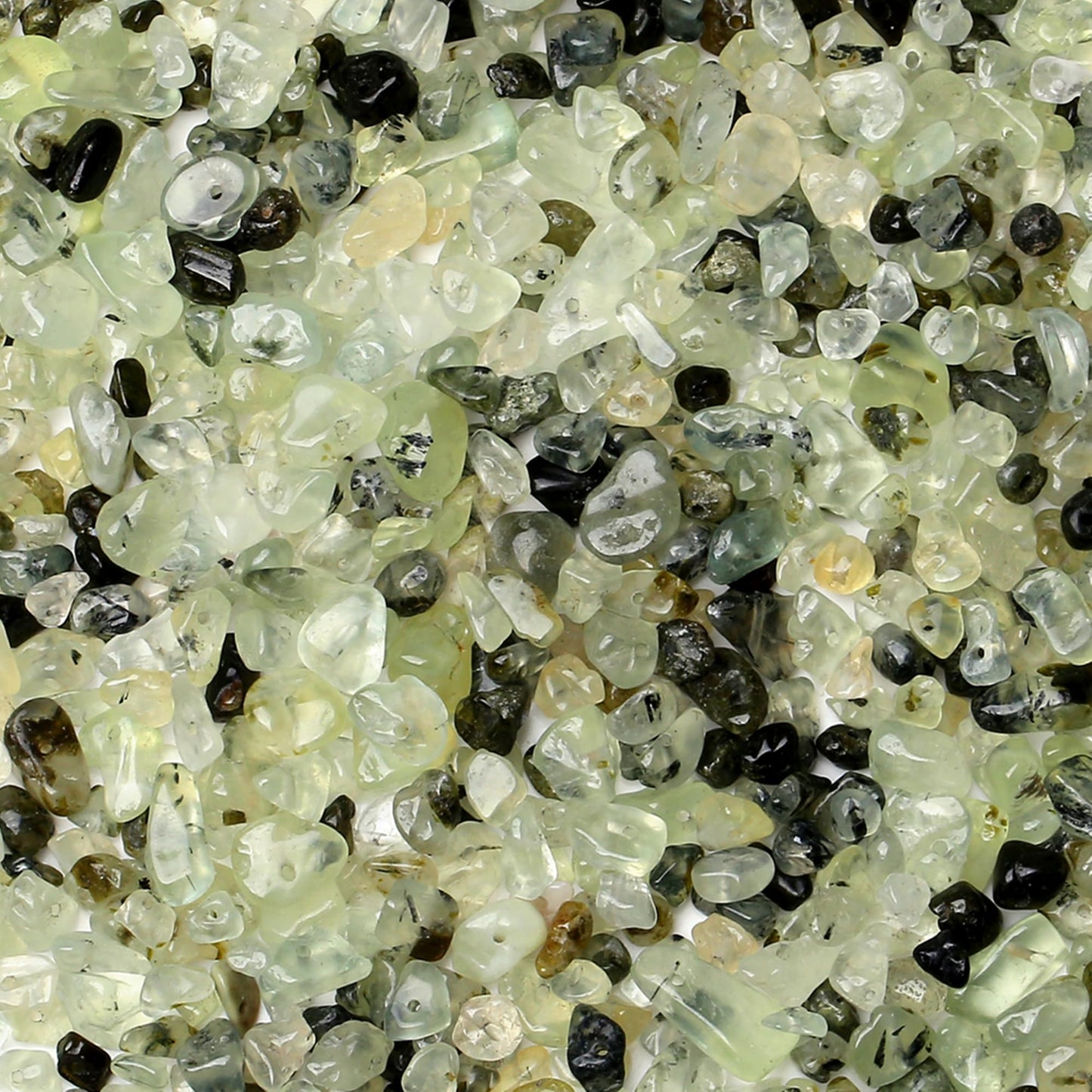 ZHIYUXI 400pcs Prehnite Beads 5-8mm Crystals Gemstones for Bracelet Making Irregular Stone Bead for Jewelry Making Natural Chips Craft 2 Strands