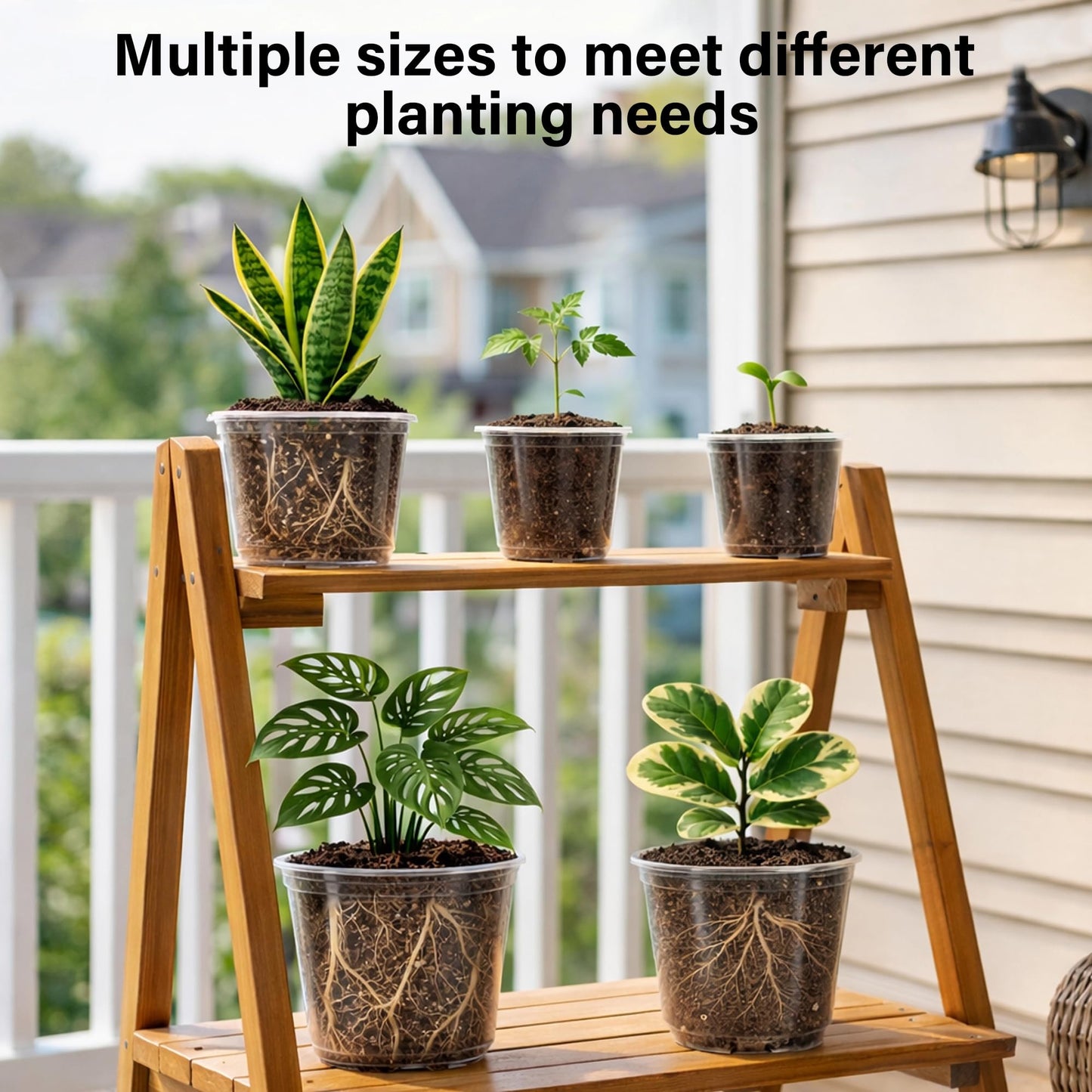 Bluepro 20 Pack 8/6/5/4/3.5 Inch Reinforced Large Clear Nursery Pots with Drainage Hole, Transparent Variety Pack Plastic Plant Pot for Vegetable Propagation, Root Cutting, Seed Starting