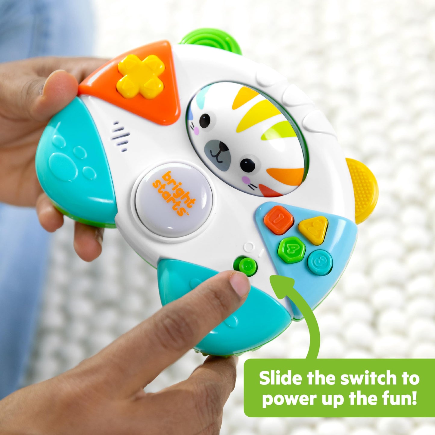 Bright Starts Gamer Buddy Baby Game Controller Toy, Tiger, Video Game Sound Effects and Melodies, Lights Up, 6 Months and Up