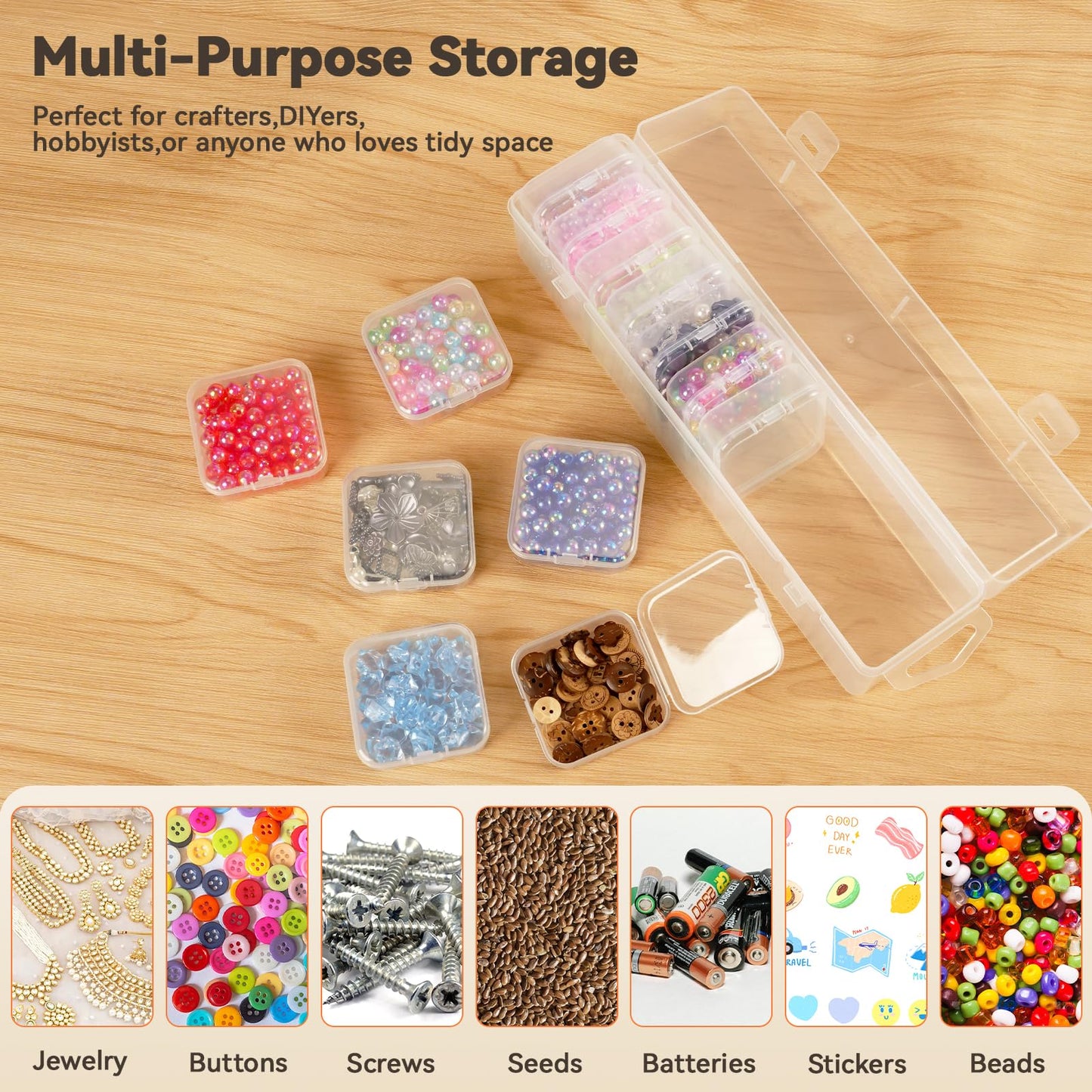 130 Pack Transparent Bead Organizers and Storage - Portable Bead Organizer, 10 Large Boxes and 120 Small Boxes for Bracelet Making DIY, Jewelry, Small Parts