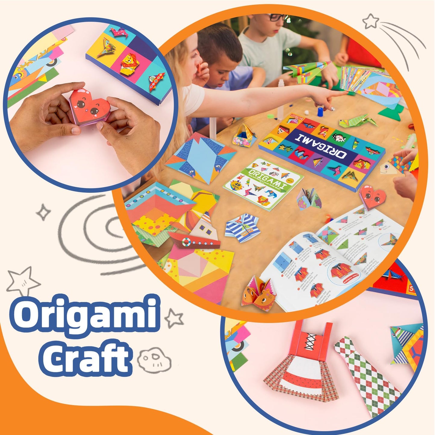 DoodleDoo Origami Paper Kit for Kids Ages 5-8 8-12,152 Sheets Origami Paper - 72 Double Sided Patterns with Instructional Book,DIY Art Craft Projects,Travel Game Activity,Gift for Boys Girls Beginners