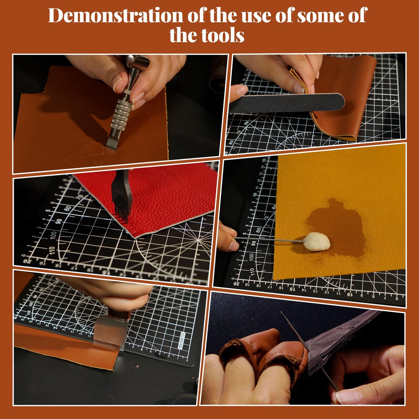 FIOQE Leather Tooling & Crafting Kit for Beginners - 72Pcs Leatherworking Tools with Storage Bag for Sewing, Carving, Punching, Cutting and Stamping, DIY Leather Projects