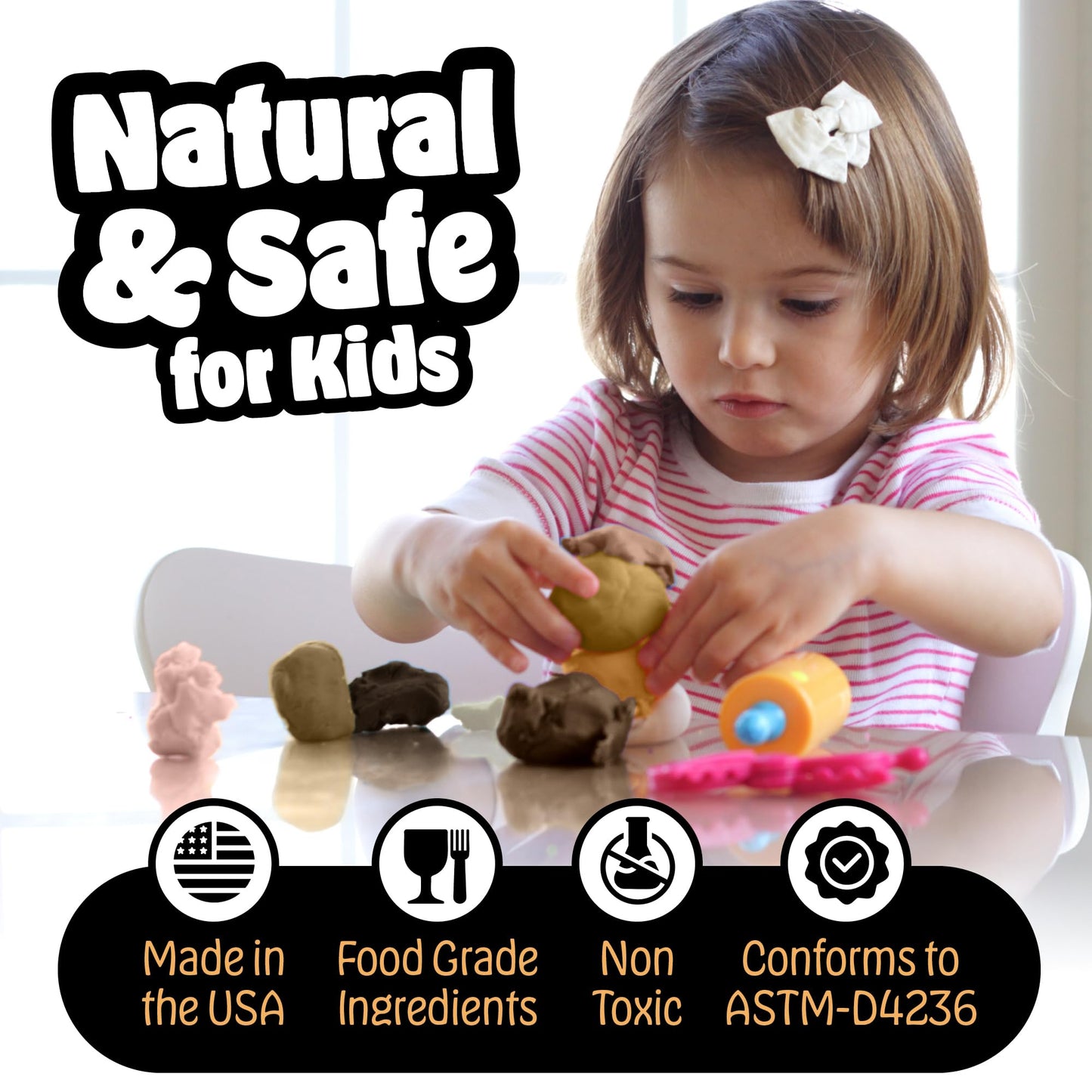 Hygloss Play Modeling Dough for Kids – Multicultural Skin Tones – Safe & Non-Toxic Sensory Dough for Arts & Crafts – Play Clay for Toddler Activities, Preschool Classroom Must-Haves (3 lb, Ivory)