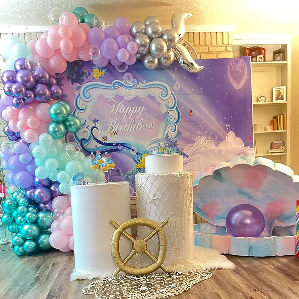 Mermaid Balloon, 60 Packs 12 Inch Mermaid Theme Birthday Party Decorations with Metallic Pink Purple and Blue Balloons fo Girls Mermaid Balloons Baby Shower Party Supplies