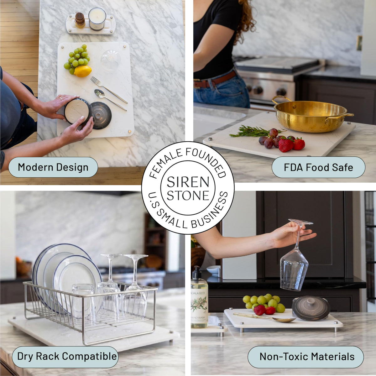LARGE White Stone Dish Drying Mat for Kitchen Counter