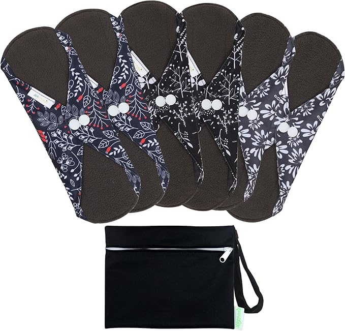 wegreeco Charcoal Reusable Sanitary Pads - Cloth Sanitary Pads | Light Incontinence Pads | Reusable Menstrual Pads - 1 Cloth Mini Wet Bag (Small, Summer Flowers)