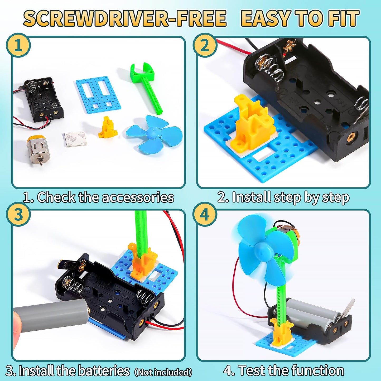 Bulk STEM Kits - 8 Set Electrical Fans, Girls Boys Crafts Science Kits for Kids Age 8-12, STEM Toys for Boys 8-10 8 10 12 13 Classroom, Engineering Activities Experiments Projects Circuit