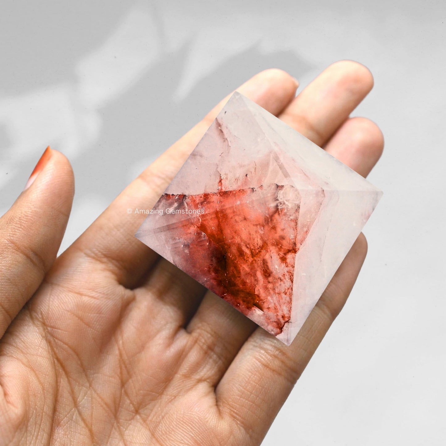 Amazing Gemstone Red Hematoid Quartz Pyramid Crystal Healing Stones - 1.5" Great Pyramid Figurine of Natural Stone Pyramid for Meditation, Reiki, Chakra Balancing and Crystal Pyramids Grid