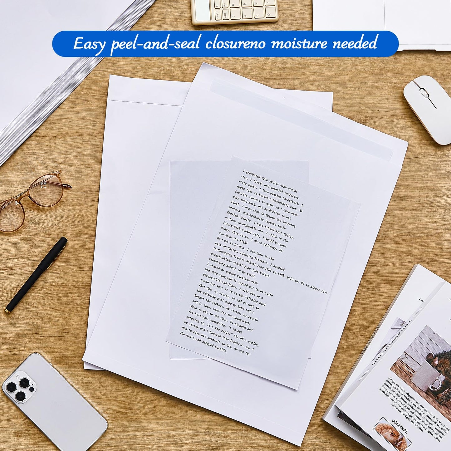 Motipuns 50 Pcs 14'' x 18'' Extra Large Mailing Envelopes 32lb with Gummed Flaps, Catalog Jumbo Craft Envelopes for Mailing, Storage and Organizing Documents Office Supplies(White)