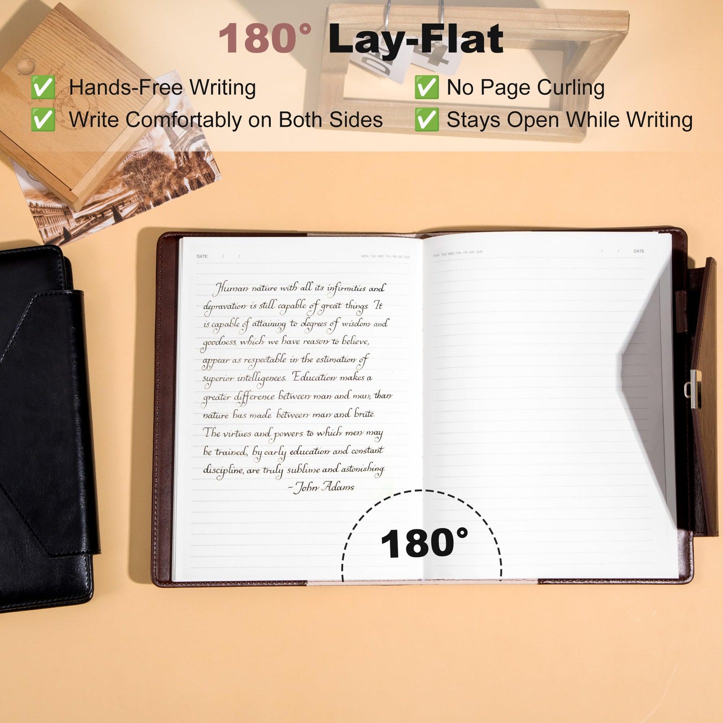 CAGIE Large Notebook Diary with Lock, 7.5 x 10 Inch Leather Journal with Lock for Writing, 220 Pages Women Men Hardcover Lock Diary Password Protected Notebook with Pen & Gift Box