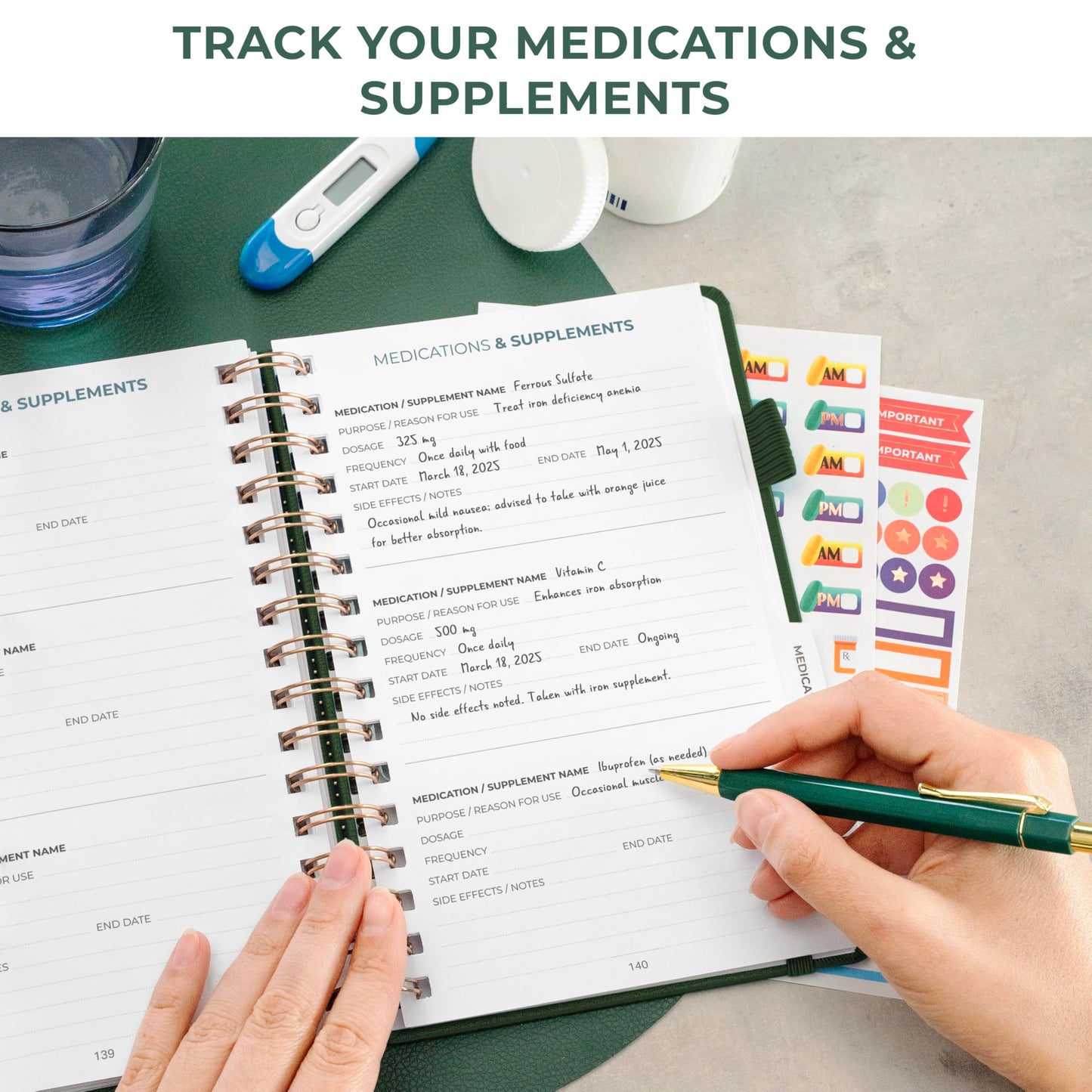 Clever Fox Personal Health Record Keeper – Medical Care Planner – Wellness & Medication Tracker Journal for Patients – Organizer Notebook, Daily Tracking Log Book & Appointment Diary (Forest Green)