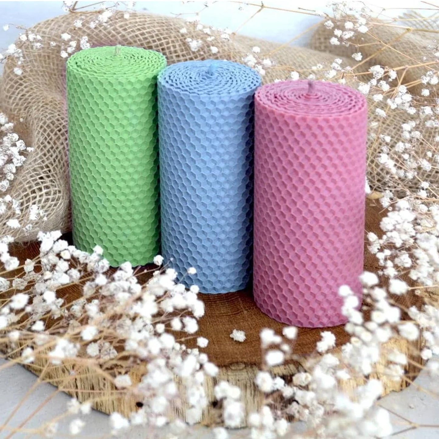 GBACHOOSE 8x8 Inch Beeswax Sheets for Candle Making, 21PCS Beeswax Candle Sheet, 7 Colorful Wax Candle Color Sheets Create Your Own Unique Candles