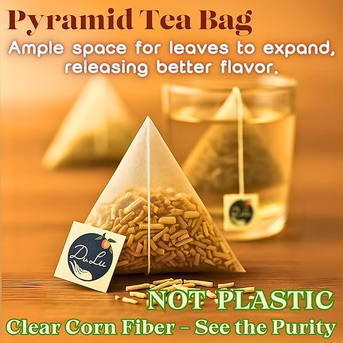 Dr. Lu’s Organic Ashwagandha Tea | Wild-Harvested in India’s Ayurvedic Regions | 100% Natural Calm & Stress Support | 30 x 3g Full Strength Corn Fiber Pyramid Bags (No Plastic, No Nylon)