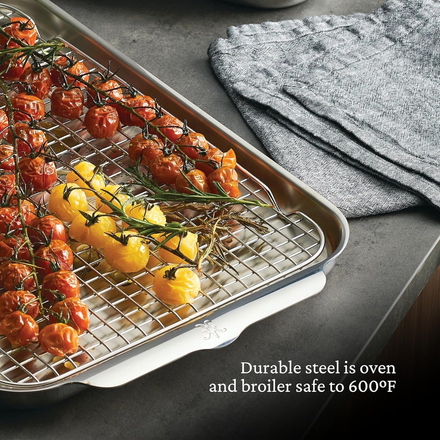 Hestan Provisions OvenBond – 9" x 12.5" Tri-ply Clad Stainless Steel Quarter Sheet Pan with Rack