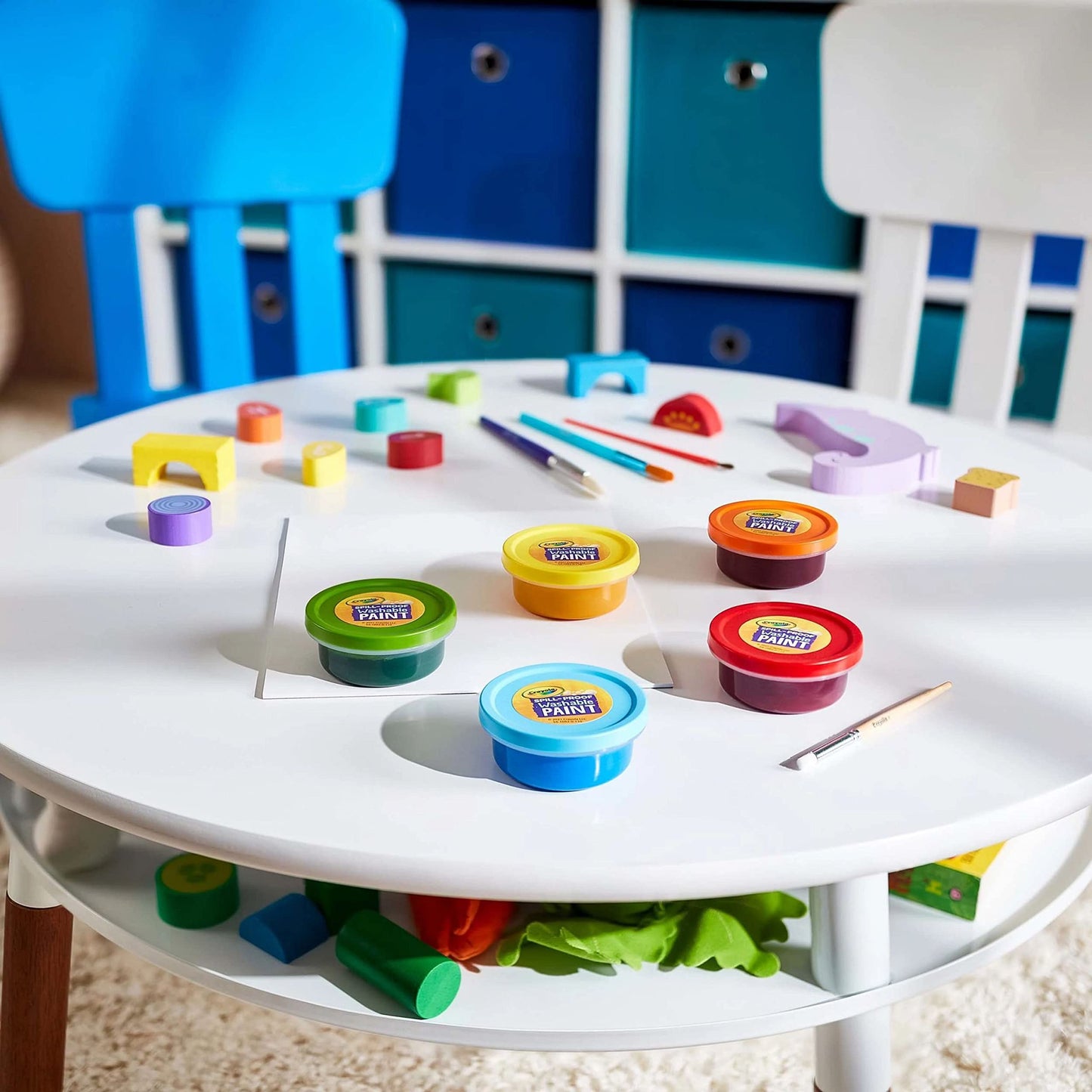 Crayola Spill Proof Paint Set - Washable Paint for Kids, Includes Paint Brush & Paper, No Drip, Less Mess Arts & Crafts, Toddler Gift, Ages 3+