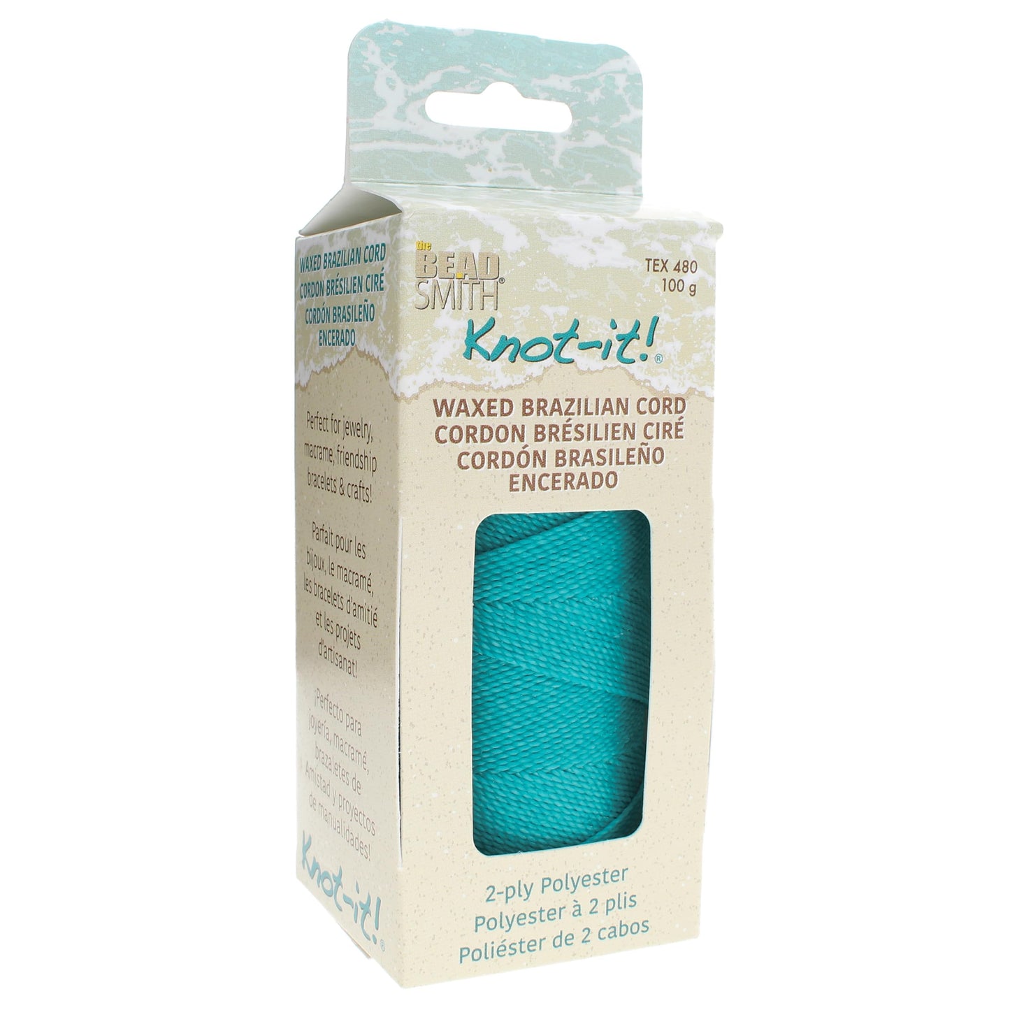The Beadsmith Knot It Waxed Polyester Cord – Aqua Color – 0.7mm Diameter – Light Wax, 144 Meters (472 Feet) Per Spool – Make Jewelry, Macrame, Friendship Bracelets and DIY Crafts