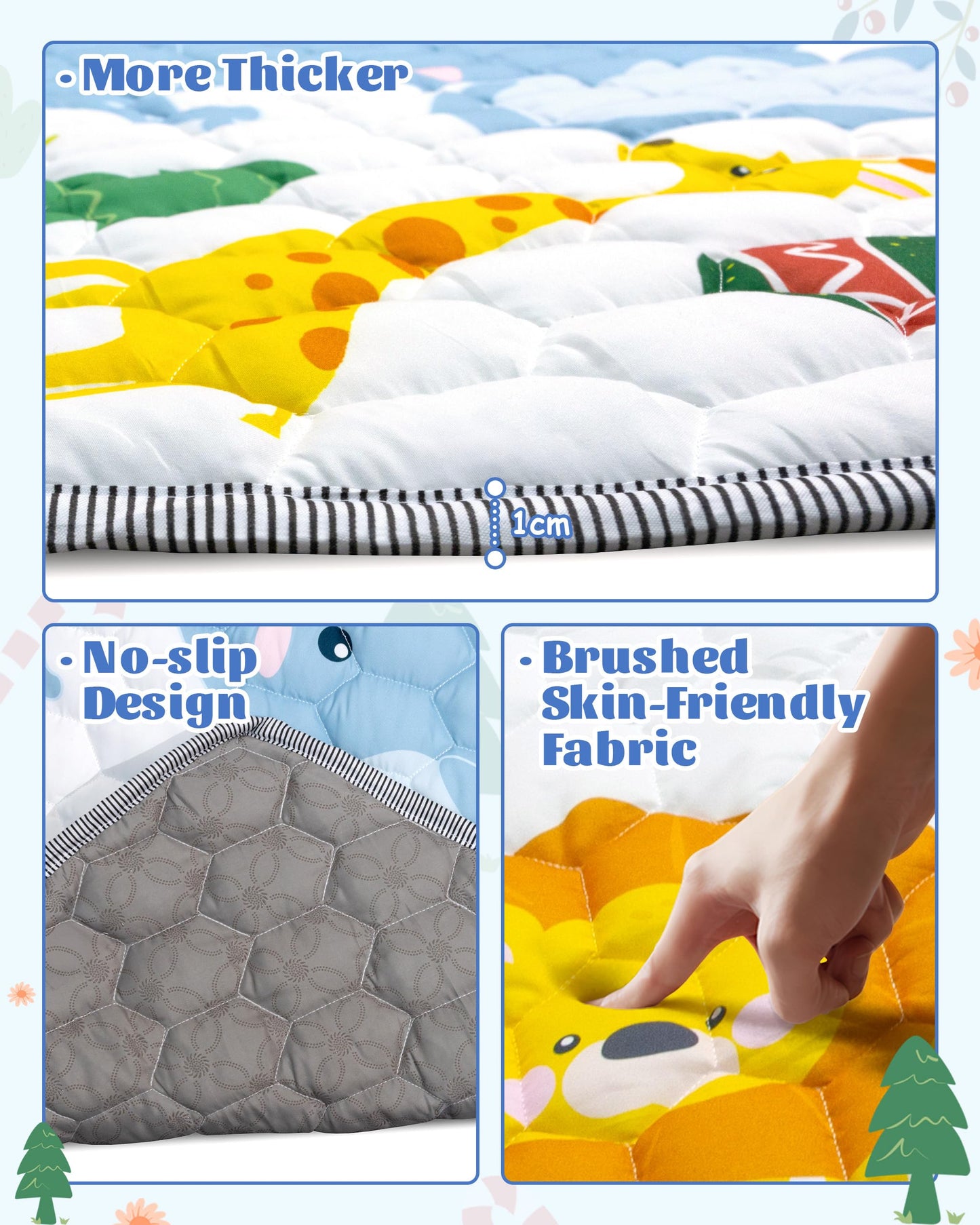 Funsland Playpen Mat Compatible with Funsland Baby Playpen Pop-up Tent - Soft Non Slip Pentagonal Play Mat