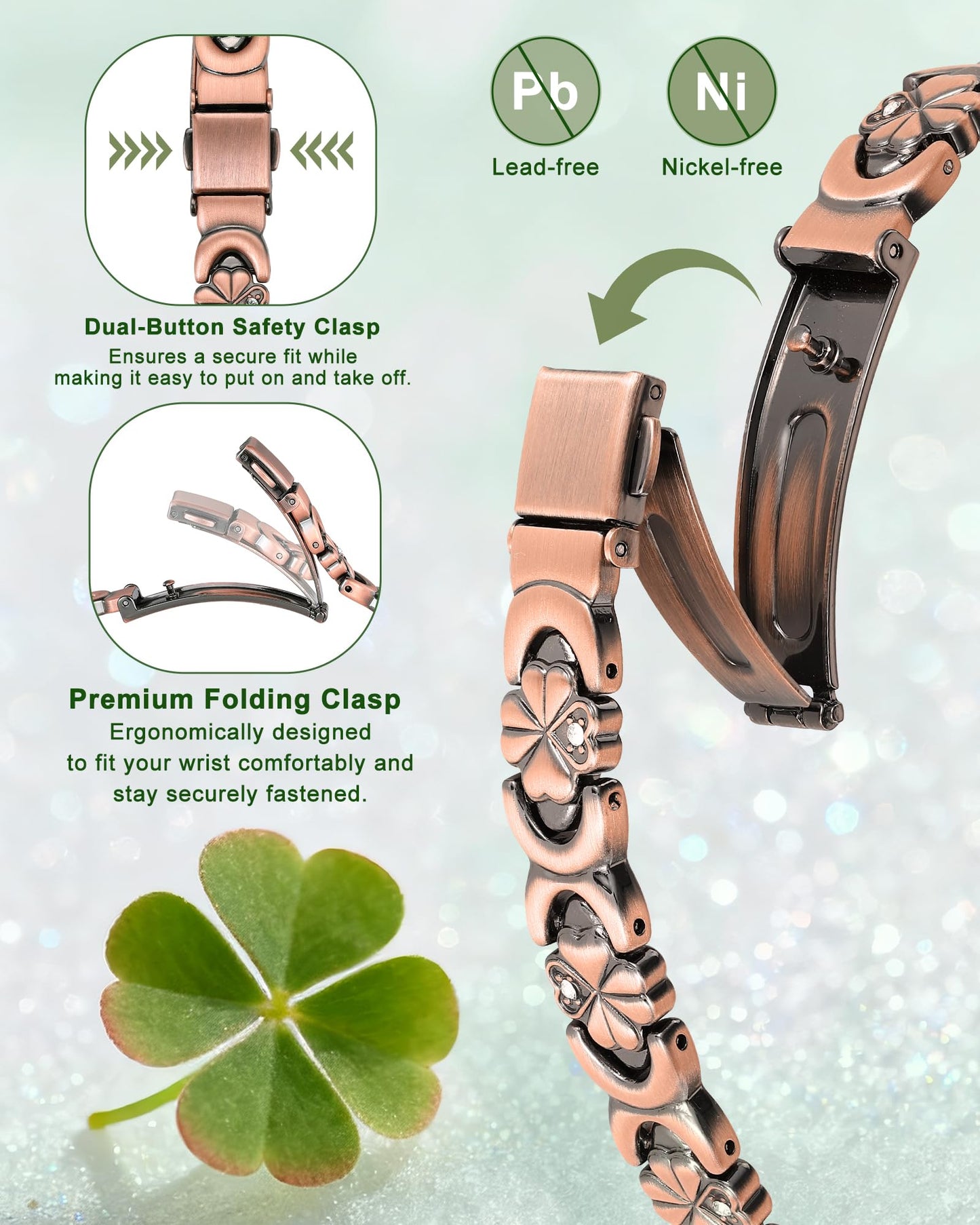 vapeples Copper Bracelets for Women, 3800 Gauss, 99% Pure Copper Magnetic Bracelet, Adjustable Sizing, Women's Bracelets with 3D Design, Gift Box Packaging