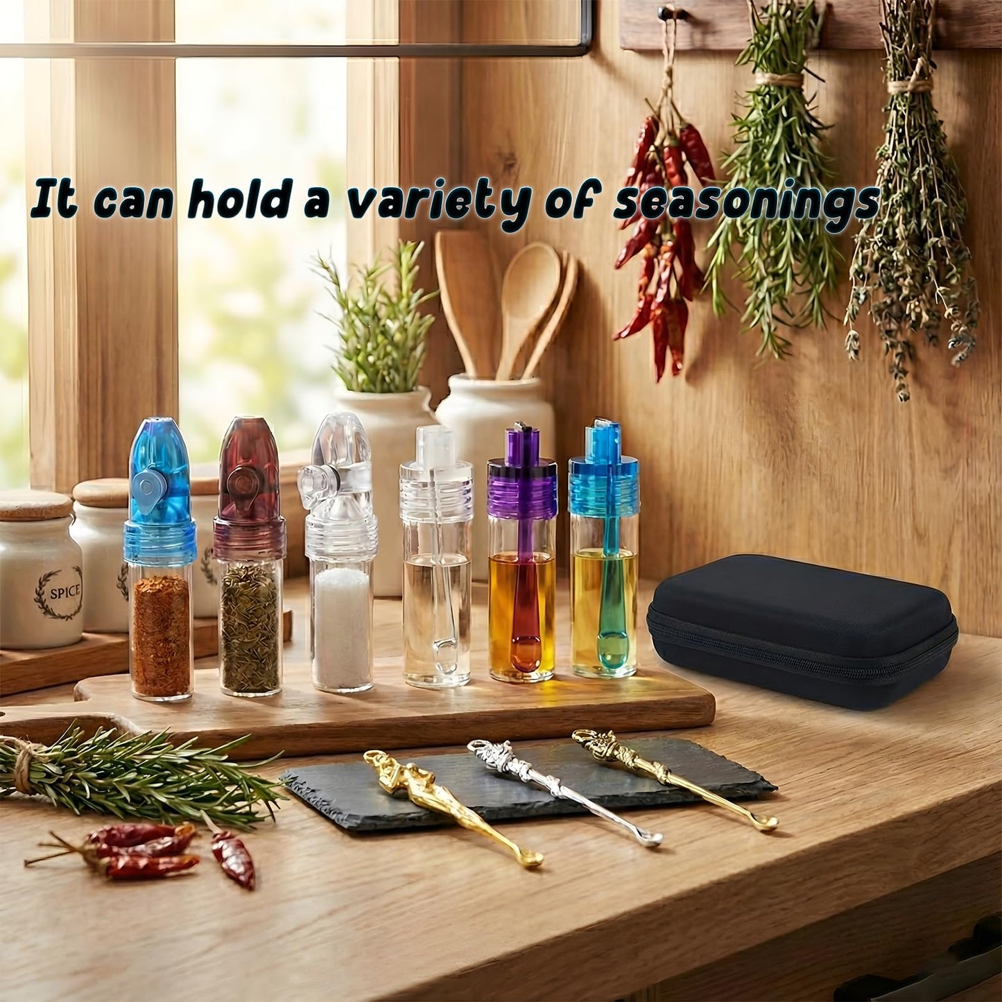 Molybdix Portable Spice Dispenser, 15 Pack Travel Seasoning Containers, Mini Kitchen Spices Containers Set, Leak-proof Metal Spices Jar for Outdoor Camping