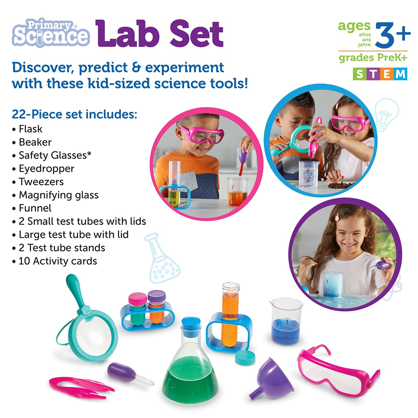 Learning Resources Primary Science Lab Set Pink - Experimentation and Observation for Kids, STEM Projects, Science Kits, Experiments, Pretend Play Scientists, Toddler Project Chemistry Toy