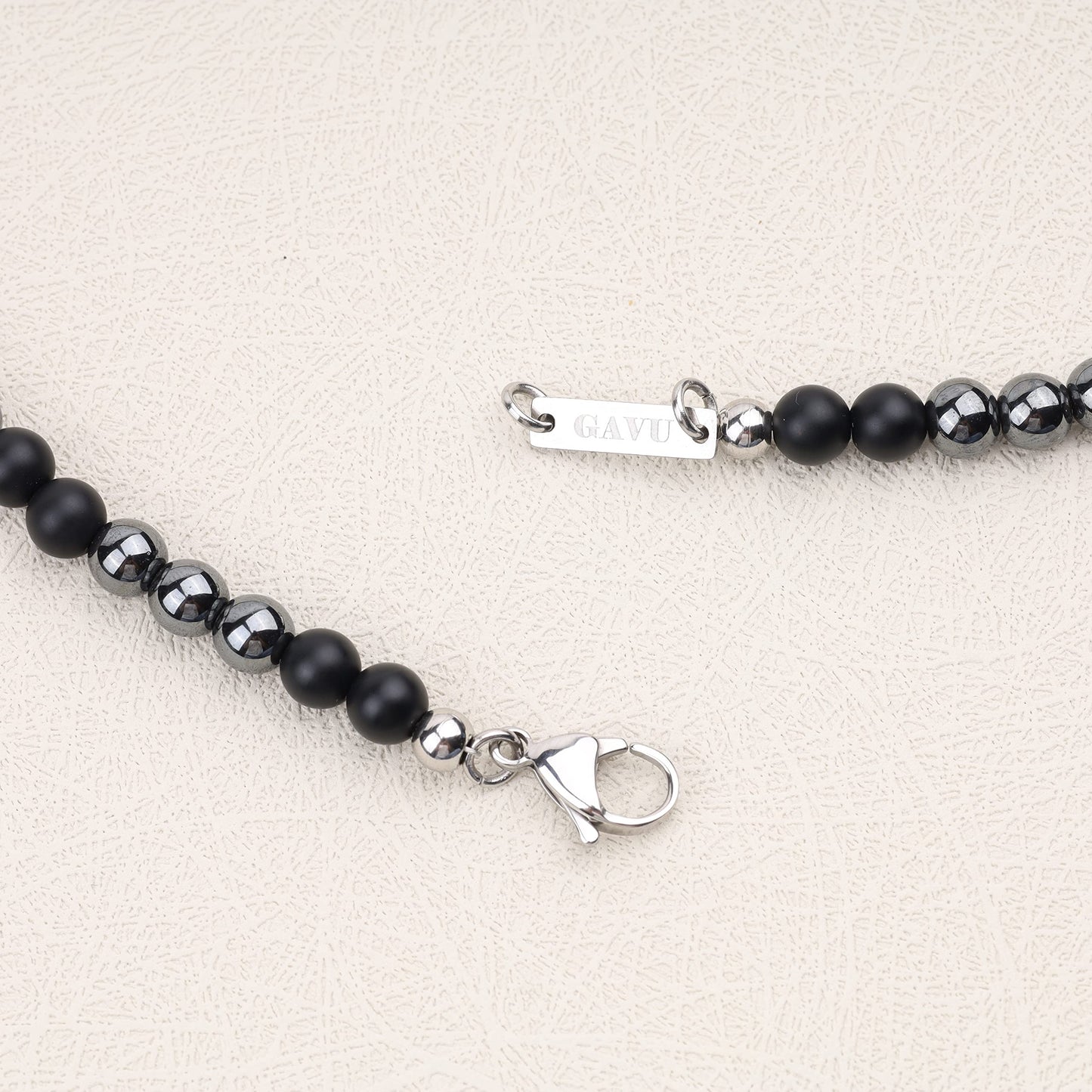 GAVU Hematite Matte Onyx Crystal Necklace for Men 24"