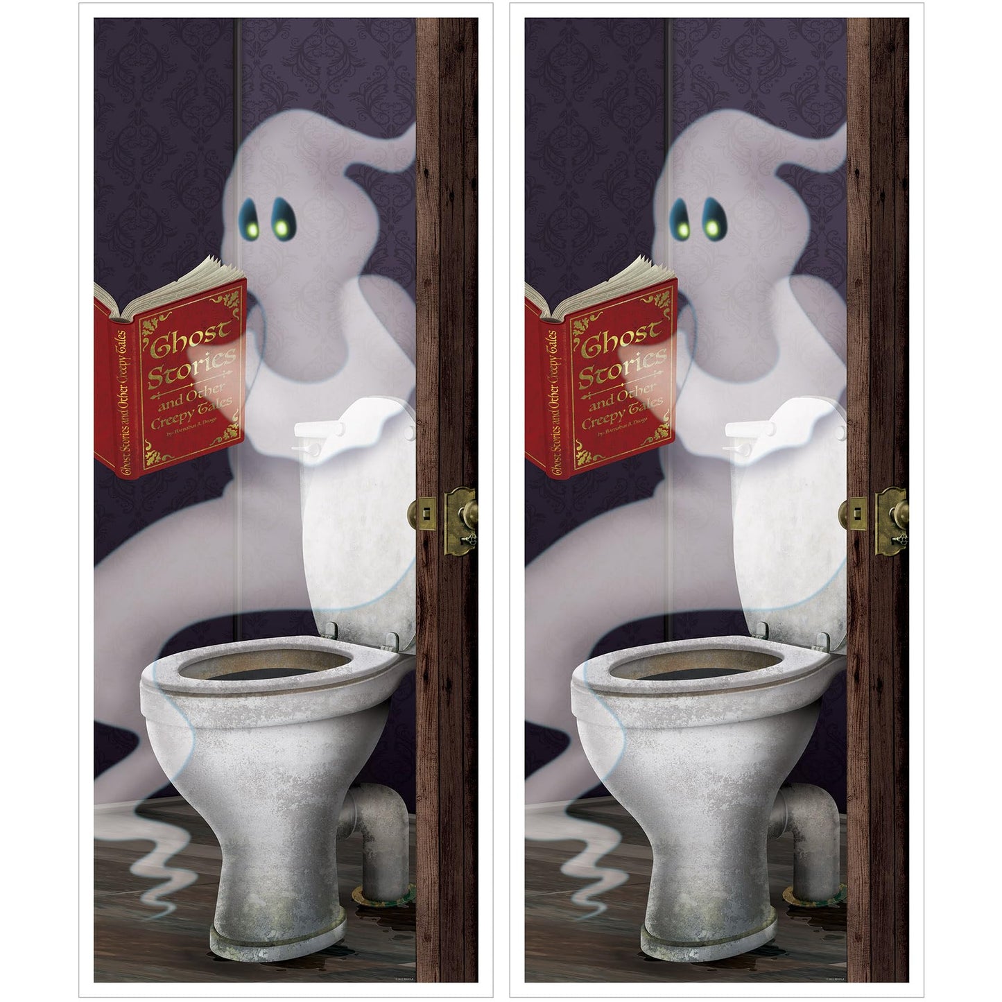 Beistle 2 Piece Ghost Restroom Door Covers - Spooky Halloween Decorations For A Boo-tiful Bathroom, Celebrating With You Since 1900