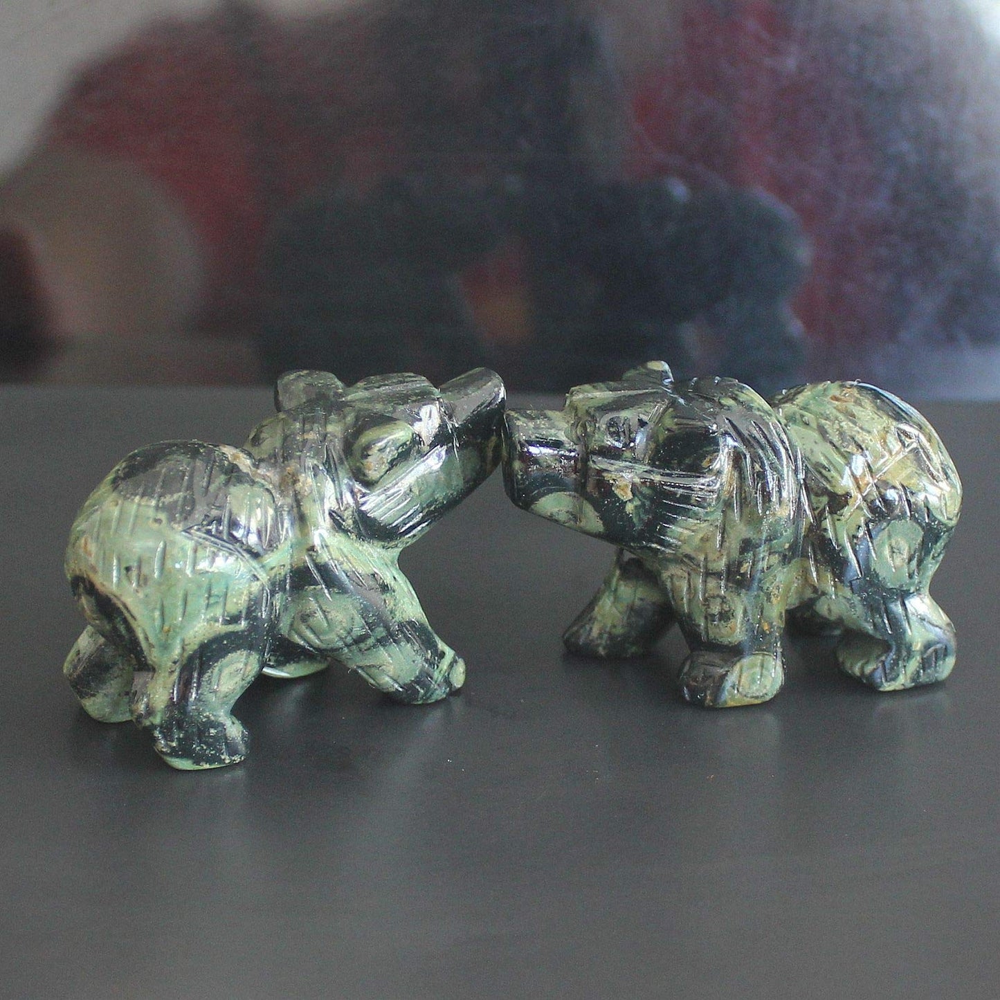 2'' Hand Carved Mixed gemstome Crystal Bear Figurine Animal Carving (kambaba Jasper)