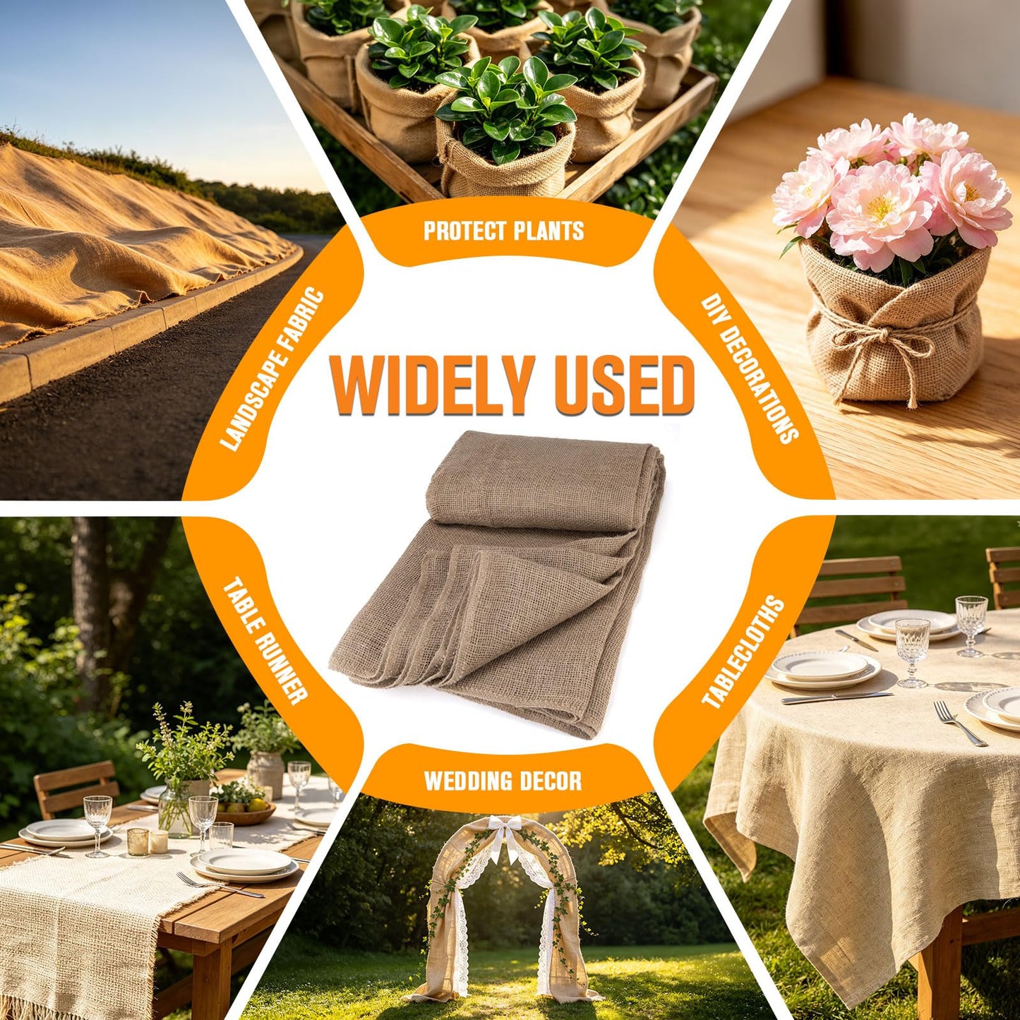 Natural Jute Burlap Roll 40Inch x 40Ft, High-Density Burlap Fabric, Biodegradable & Breathable for Gardening (Tree Wrap, Weed Barriers), Crafts, Landscaping & Wedding Decor
