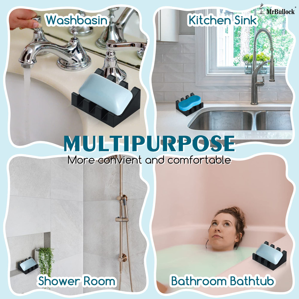 Silicone Soap Dish Self Draining for Shower & Kitchen