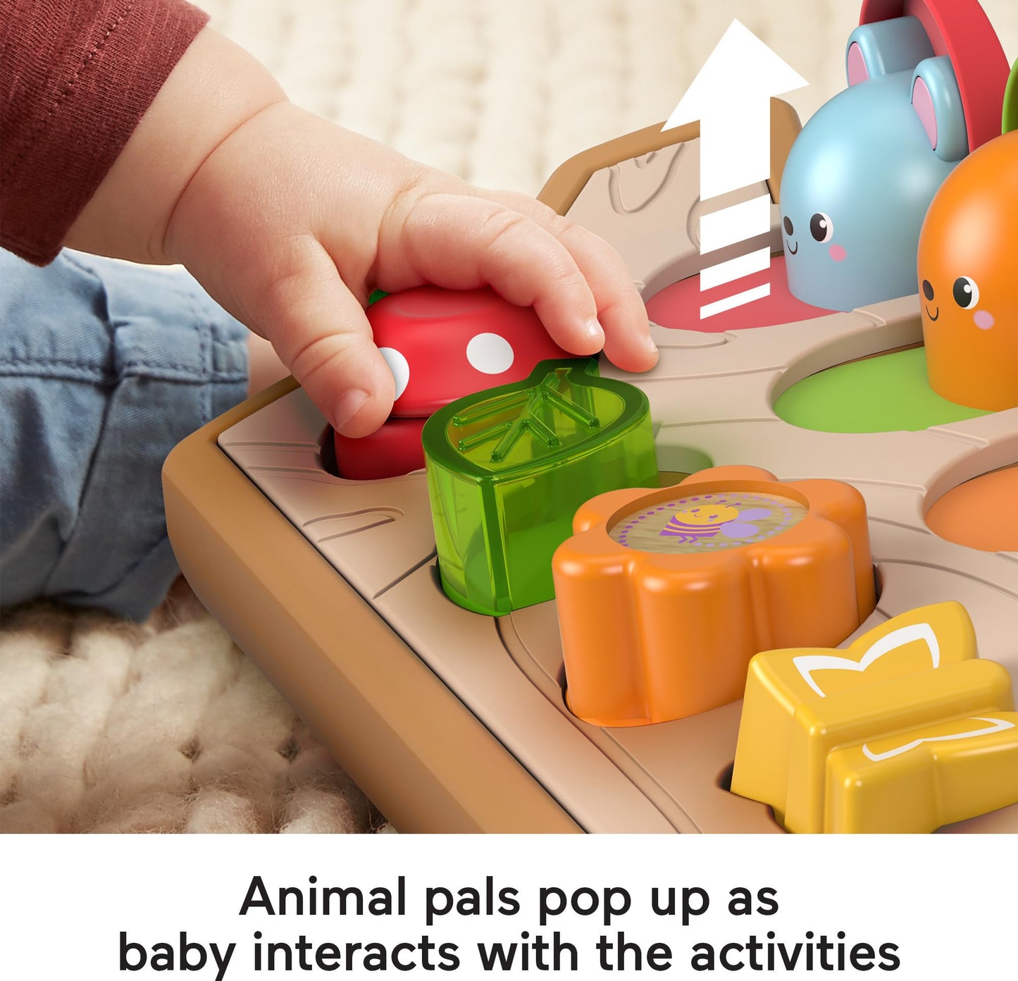 Fisher-Price Hide & Peek Pop-Up, Infant Activity Toy with Real Wood and Fabric Accents for Baby Ages 9 Months and Older