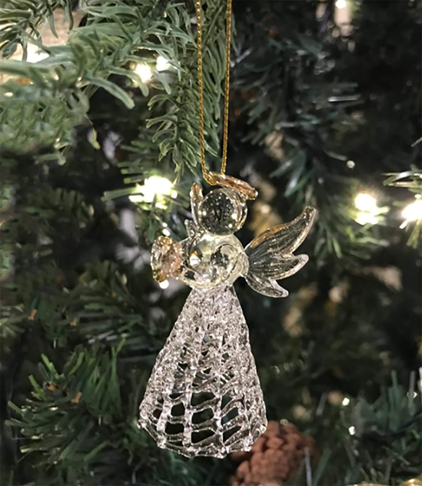 4E's Novelty Glass Angel Ornaments for Christmas Tree (Set of 12) - 2.5" Mini in 6 Unique Design, Crystal Spun Glass Angel Ornaments for Christmas Tree,