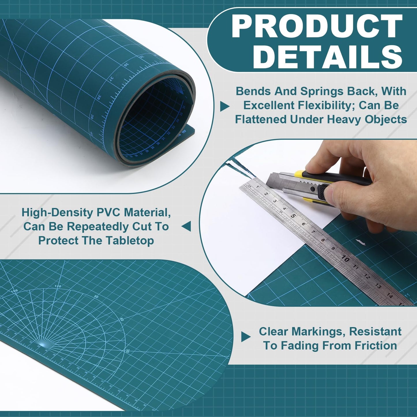 Pangda 36 x 48 Inch Large Self Healing Cutting Mat Extra Thick Double Sided Sewing Mat with Grid for Crafting, Quilting, Fabric, Precision Cutting