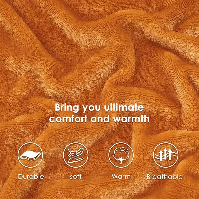 SOCHOW Sherpa Fleece Throw Blanket, Double-Sided Super Soft Luxurious Plush Blanket Throw Size, Burnt Orange, 50x60 inches