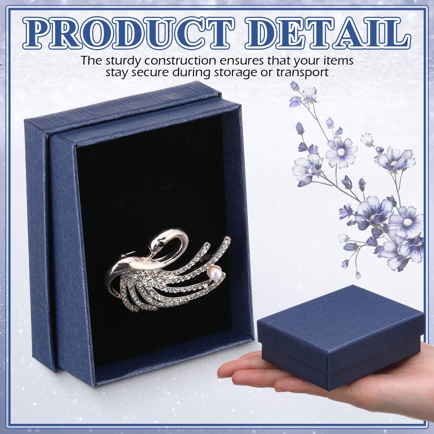 Sasylvia 36 Pcs Jewelry Cardboard Gift Boxes Packaging Necklace Ring Earring Storage Box with Cushion 3.5x2.8x1.2 Inch (Dark Blue)