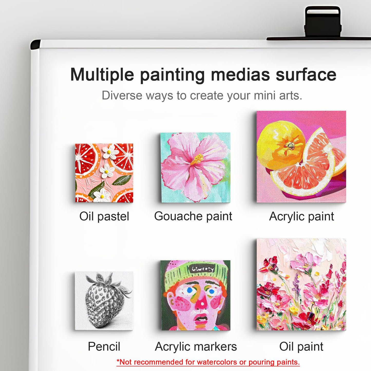 AUREUO Mini Magnetic Canvas Panel 2.5x2.5 Inch / 24 Pack - Small Square Flat Canvas Board with Magnet Back Art Gift Set Bulk Pack Tiny Thin Canvases for Painting & Craft