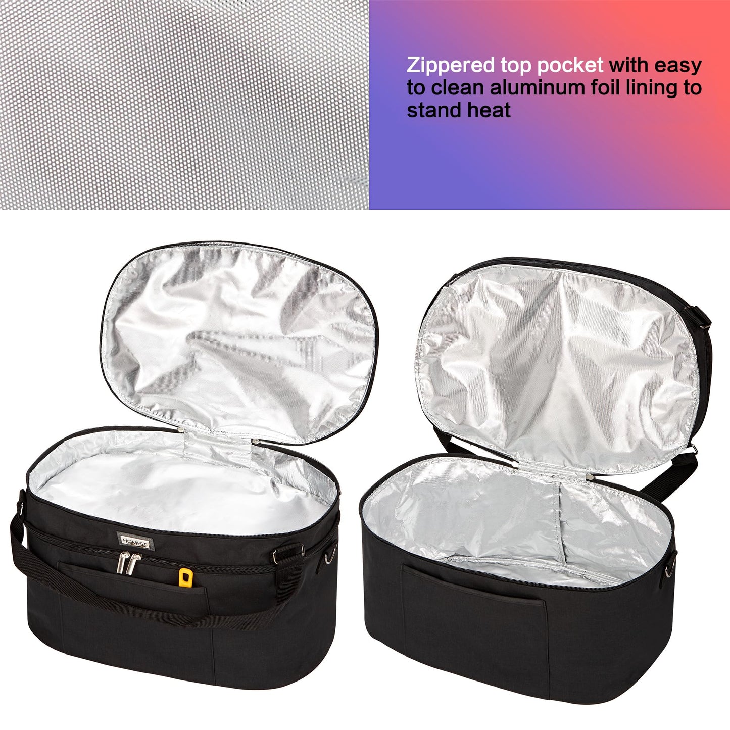 HOMEST Slow Cooker Bag for Crock-Pot 6-8 Quart, Insulated Travel Carrier with Easy to Clean Lining, Carry Case with Top Zip Compartment and Accessory Pocket