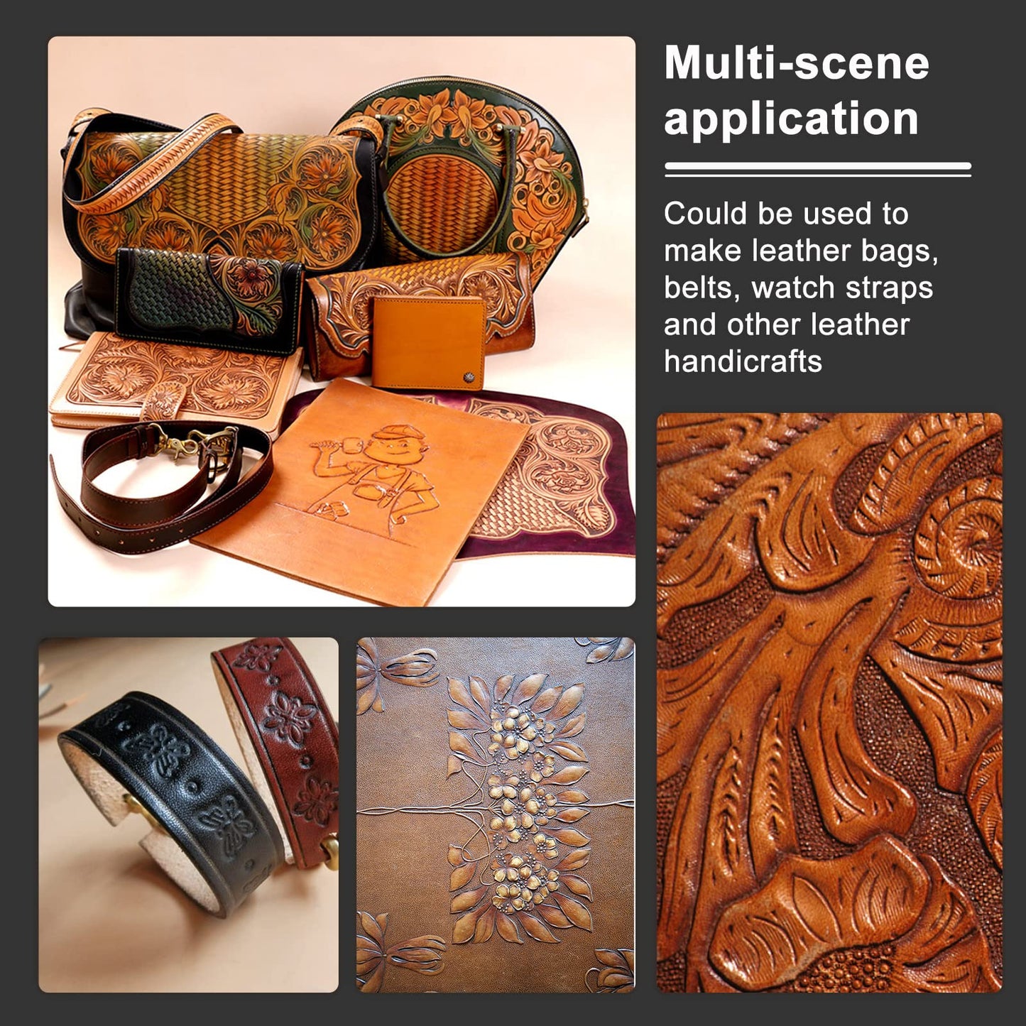 Wonvoc 21 Pcs Leather Stamp Set, Leather Stamping Kit with 20 Patterns, Leather Design Tools, Leather Stamping Tools Geometric, Leathercraft Stamping Tools with Mallet for DIY Leather Crafts